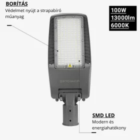 Optonica szürke 100W LED utcai lámpa állítható dőlésszöggel és NEMA szenzor foglalattal