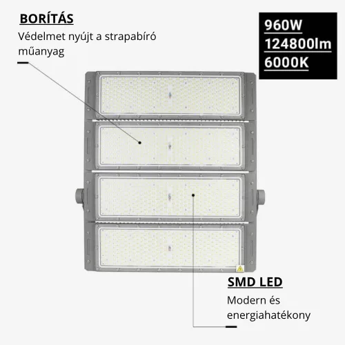 480W nagyteljesítményű ipari kültéri LED reflektor, Stadionlámpa, hideg fehér fénnyel