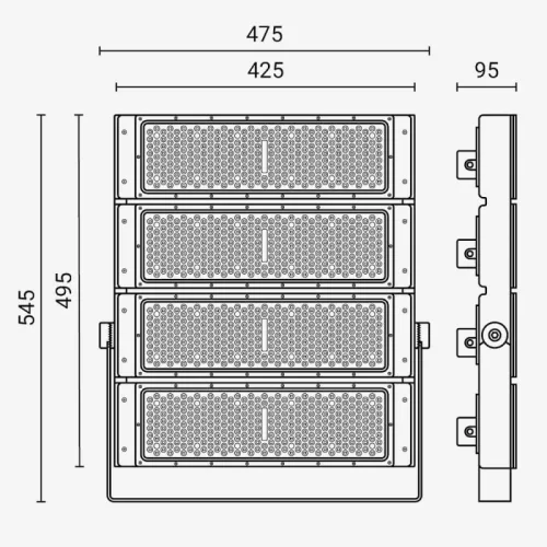 480W nagyteljesítményű ipari kültéri LED reflektor, Stadionlámpa, hideg fehér fénnyel