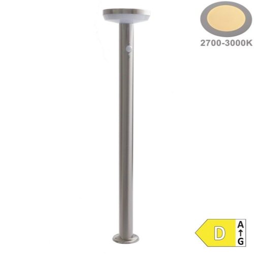 INOX alumínium napelemes kerti állólámpa 4,4W PIR szenzorral 80cm 