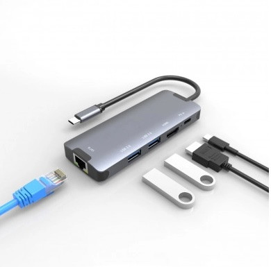 5az1-ben USB-C Hub és Dokkoló – 4K HDMI, 2xUSB 3.0, LAN, PD Töltés