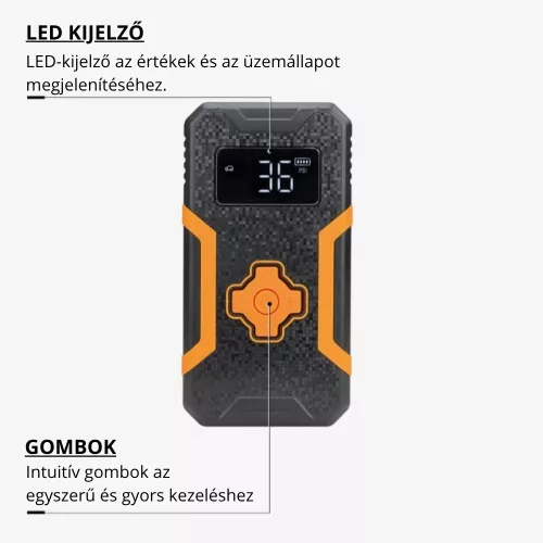 Optonica 9534 kompakt hordozható akkumulátoros kompresszor digitális kijelzővel és kiegészítőkkel