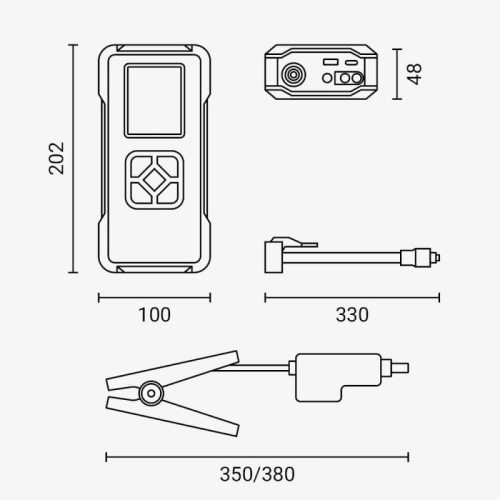 4 az 1-ben multifunkciós autós vészindító bikázó és digitális kerékfújó kompresszor 10000mAh