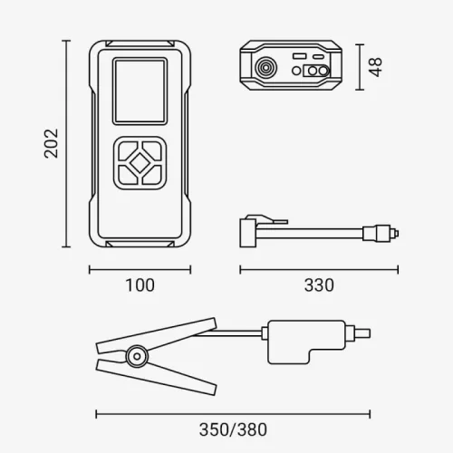 4 az 1-ben multifunkciós autós vészindító bikázó és digitális kerékfújó kompresszor 10000mAh