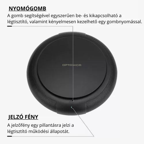 Fekete USB-s autós légfrissítő és levegőtisztító készülék az utastérbe