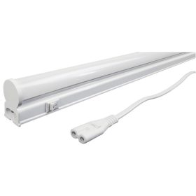 Avide 1200mm T5 LED bútorvilágító lámpa a tartozék hálózati kábellel és dugvillával, meleg fehér színhőmérsékletben.