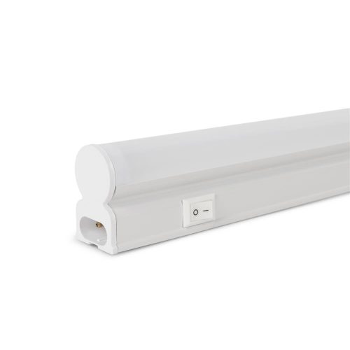 Avide 1200mm T5 LED bútorvilágító lámpa a tartozék hálózati kábellel és dugvillával, meleg fehér színhőmérsékletben.