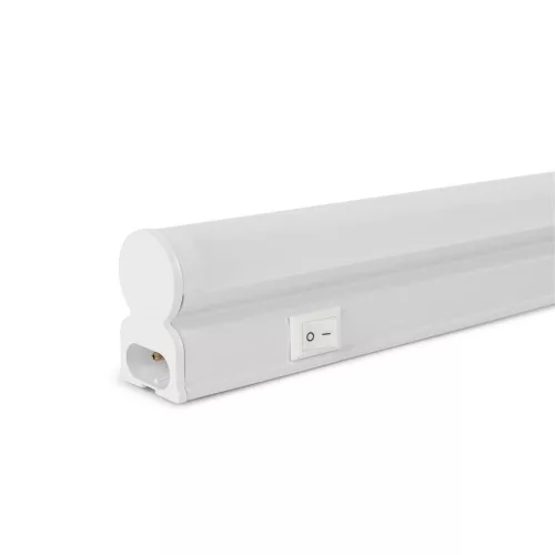 Avide 1200mm T5 LED bútorvilágító lámpa a tartozék hálózati kábellel és dugvillával, meleg fehér színhőmérsékletben.