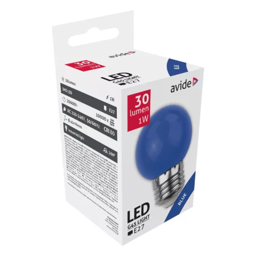 Kék Dekor LED Izzó G45/E27, 1W – Parti és Hangulatfény