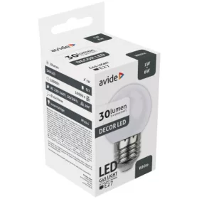   Fehér Dekor LED Izzó G45/E27, 1W – Parti és Hangulatfény
