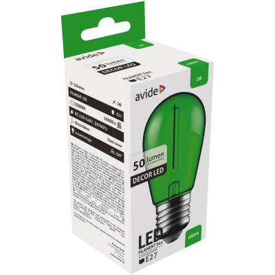 Zöld FILAMENT Dekor LED Izzó A60/E27, 1W – Vintage Hangulatfény