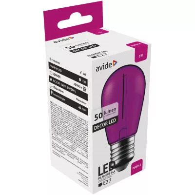 Lila FILAMENT Dekor LED Izzó A60/E27, 1W – Vintage Hangulatfény