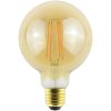 Dimmelhető (fényerőszabályozós), borostyánszínű G95 filament LED gömb izzó.