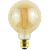 Dimmelhető (fényerőszabályozós), borostyánszínű G95 filament LED gömb izzó.