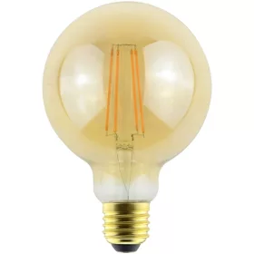 Dimmelhető (fényerőszabályozós), borostyánszínű G95 filament LED gömb izzó.
