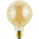 Dimmelhető (fényerőszabályozós), borostyánszínű G95 filament LED gömb izzó.