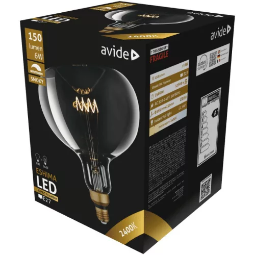 Avide Jumbo Eshima Smoky Filament Dekor Izzó E27 Meleg fehér Fényerőszabályozható