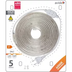   Avide 220V LED szalag szett 5 méter 4,8W Természetes fehér IP67