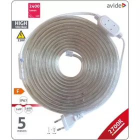 Avide 220V LED szalag szett 5 méter 4,8W Meleg fehér IP67
