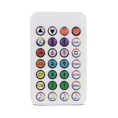 Avide RGB LED saroklámpa bekapcsolva, színes fénnyel megvilágítva a falat egy gamer szobában