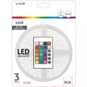  RGB LED szalag szett infravörös távirányítós vezérléssel, 3m 12V 7.2W SMD5050 30LED IP20