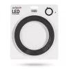 Fekete, kerek Avide Extra Ring alumínium dekorgyűrű egy 12w-os beépített fehér LED panellel, mennyezeten