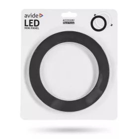 Fekete, kerek Avide Extra Ring alumínium dekorgyűrű egy 12w-os beépített fehér LED panellel, mennyezeten