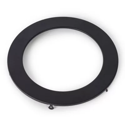 Fekete, kerek Avide Extra Ring alumínium dekorgyűrű egy 12w-os beépített fehér LED panellel, mennyezeten