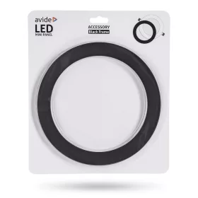 Fekete, kerek Avide Extra Ring alumínium dekorgyűrű egy 18w-os beépített fehér LED panellel, mennyezeten
