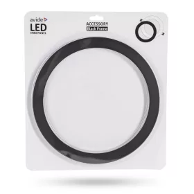 Fekete, kerek Avide Extra Ring alumínium dekorgyűrű egy 24w-os beépített fehér LED panellel, mennyezeten