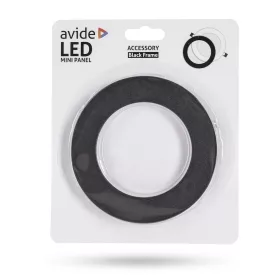 Fekete, kerek Avide Extra Ring alumínium dekorgyűrű egy 6w-os beépített fehér LED panellel, mennyezeten