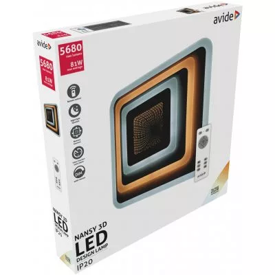 Avide Mennyezeti LED Lámpa Nansy 3D 81W Távirányítóval