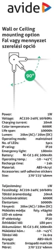Vészvilágító kijáratjelző LED lámpa beépített 500mAh akkumulátorral