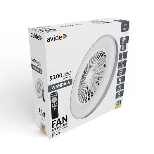 WANDA mennyezeti lámpa ventilátorral távirányítóval ezüst 2x24W+15W
