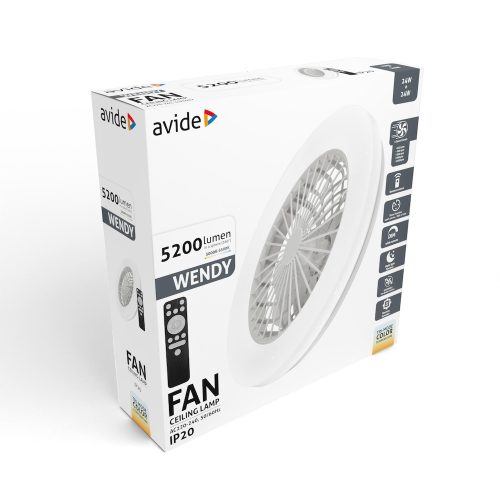 WENDY mennyezeti lámpa ventilátorral csillogós burával távirányítóval 2x24W+15W