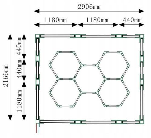 Berge Hexagon LED mennyezeti lámpa 310W teljesítménnyel, IP44 védettséggel és egyedi hatszögletű designnal, hideg fehér fénnyel.