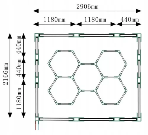 Berge Hexagon LED mennyezeti lámpa 310W teljesítménnyel, IP44 védettséggel és egyedi hatszögletű designnal, hideg fehér fénnyel.