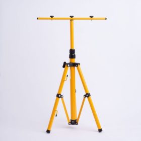Masszív, sárga, teleszkópos dupla reflektor állvány két LED reflektorhoz