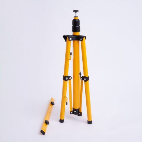 Masszív, sárga, teleszkópos dupla reflektor állvány két LED reflektorhoz