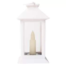 Lámpás LED gyertyával Fehér színben 17 cm