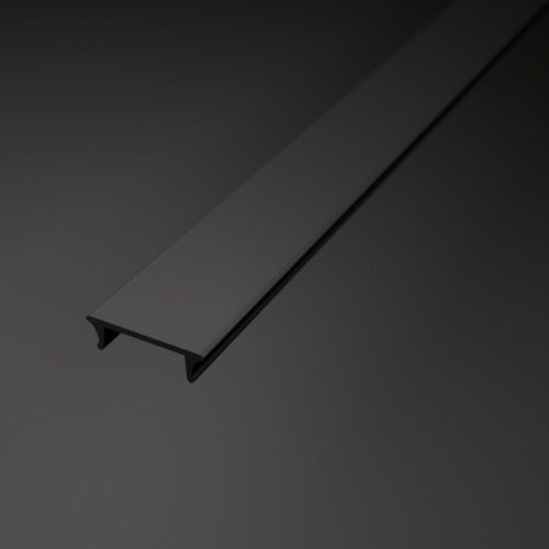 2 méteres univerzális fekete type 3 LED profil fedél egy alumínium profilba pattintva