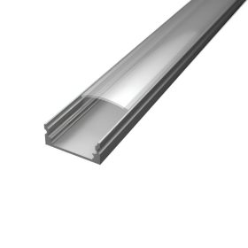   U alakú LED profil ezüst színű, víztiszta fedővel, eloxált, 2 méter