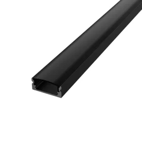   U alakú LED profil fekete színű, fekete opál fedővel, eloxált, 2 méter