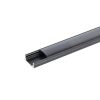 U alakú LED profil fekete színű, fekete opál fedővel, eloxált, 2 méter