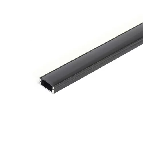 U alakú LED profil fekete színű, fekete opál fedővel, eloxált, 2 méter