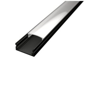 Fekete színű, "U" alakú, felületre szerelhető alumínium LED profil