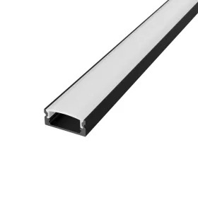 U alakú LED profil fekete színű, opál fedővel, eloxált, 2 méter