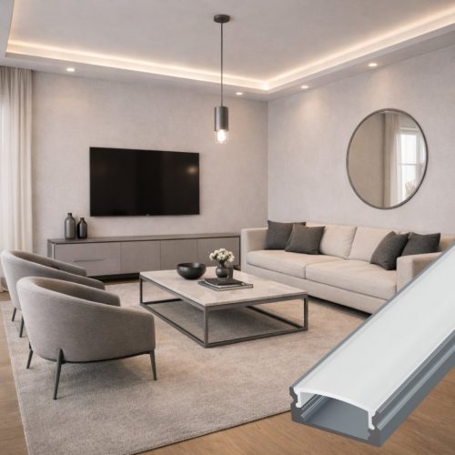 Matt grafit szürke színű SURFACE 1 felületre szerelhető alumínium LED profil