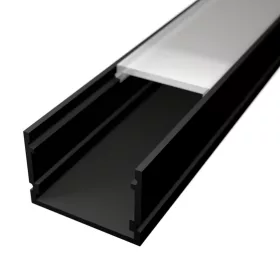 ALP107W felületre szerelhető extra széles fekete alumínium LED profil 2 méteres szál