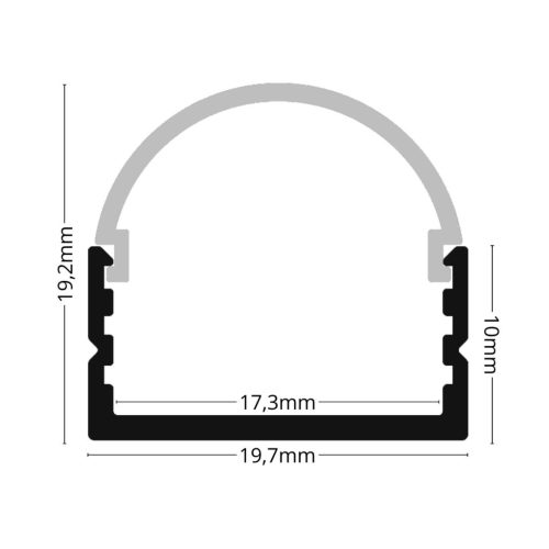 Opál (Tejfehér) Félköríves LED Profil Fedél ALP110 LED Profilhoz (2m) – Homogén Fényért